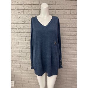Lily Morgan Blue Knit Long Sleeve Sweater Size XL
